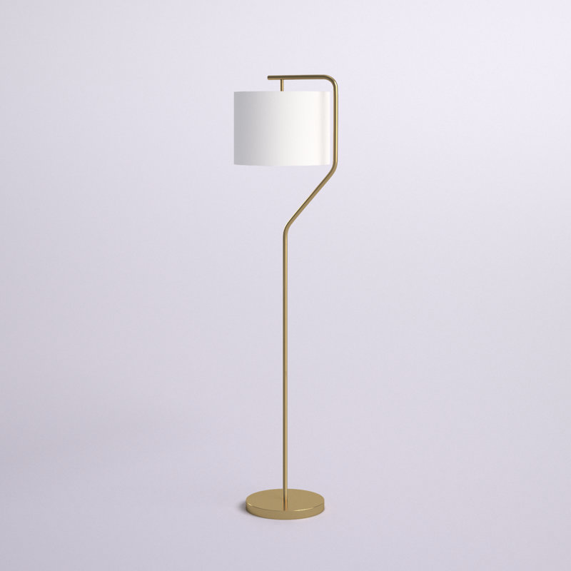 Lampe sur pied en métal Rouleau, Or