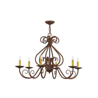 Lustre traditionnel de style bougie à 6 lumières Jenna