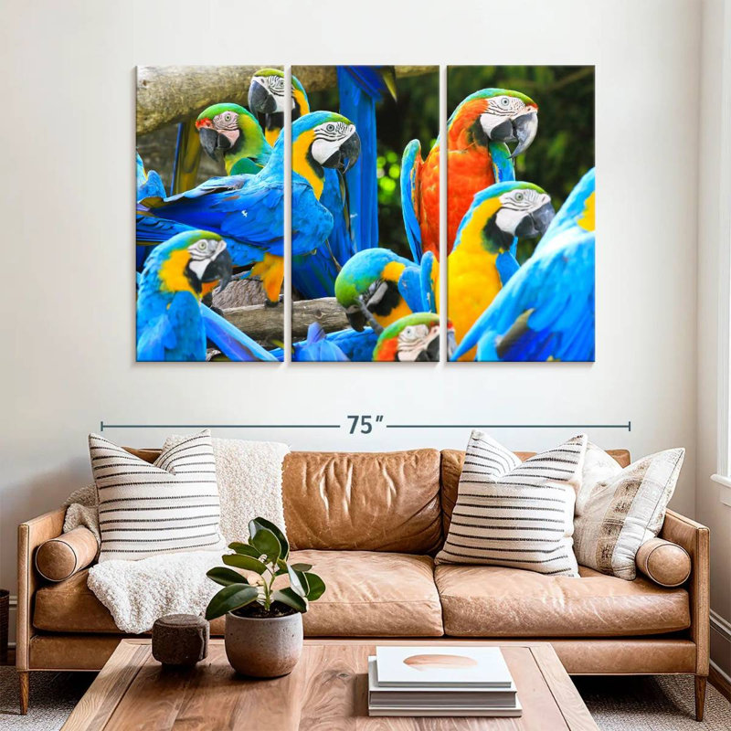 Brampt Flock Of Macaws, 42" H x 65" W