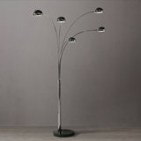 Mushroom 5 Light Arc Floor Lamp - Black Nickel , Gloss Black, Dimmer Switch, Marble base