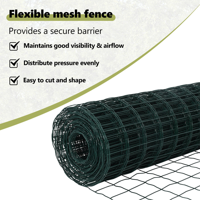 Vidaxl Fence With Posts Steel, 60cm H x 2500cm W x 3.2cm D, Green