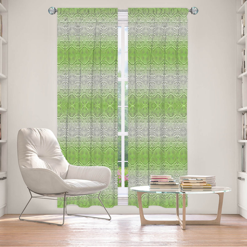 Paire de rideaux obscurcissant en polyester Birty, Gris/vert, L 20 po x L 82 po