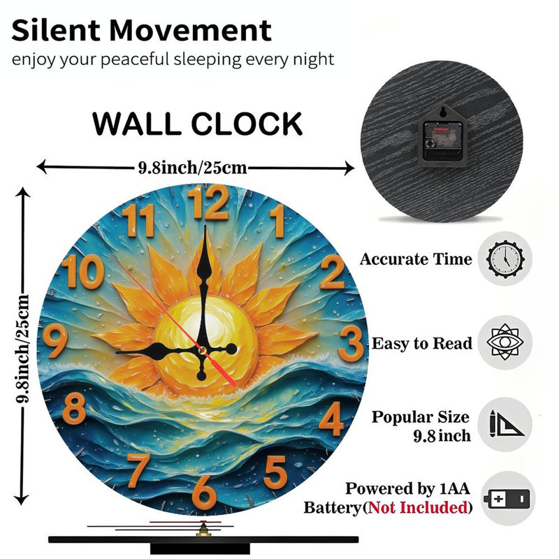 Sun Over Waves Clock