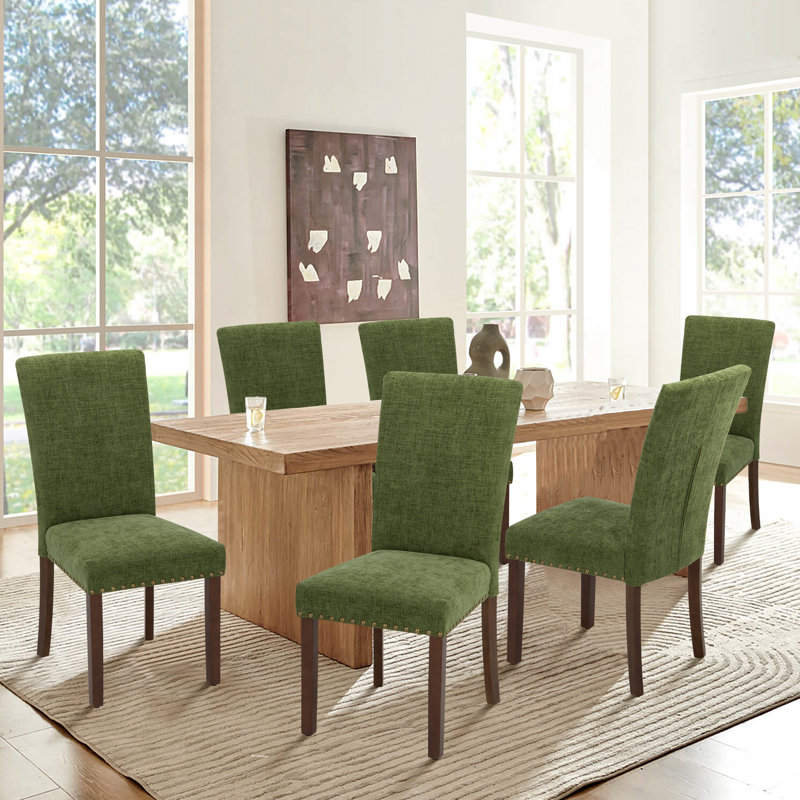 Chaise de salle à manger rembourrée Nailhead, Vert