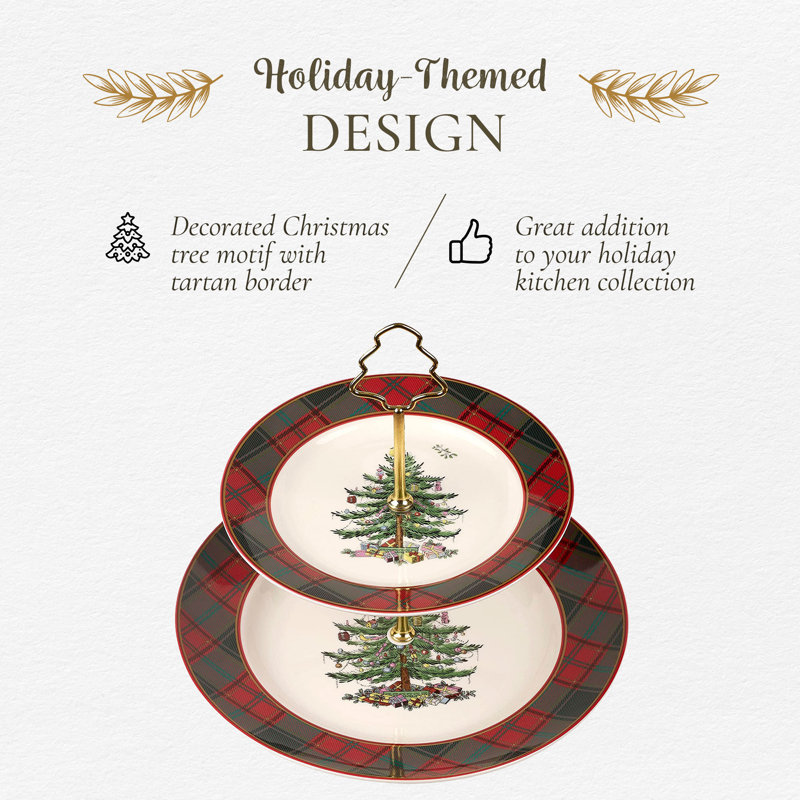 Christmas Tree TARTAN TIERED SERVER 10"