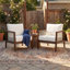Chaises club d'extérieur (ensemble de 2), structure en bois d'acacia avec dossier en corde, coussins beiges hydrofuges pour patio / cour arrière / terrasse