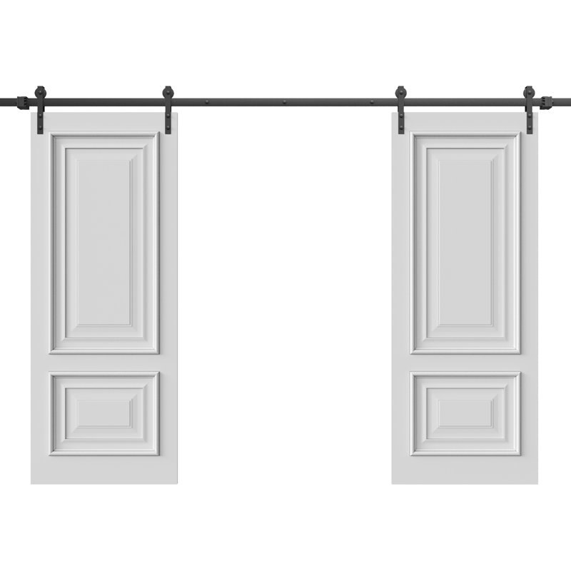 Double porte de grange | Émail blanc IMPERial 1822 | Ensemble de rails | Portes intérieures solides, 72 po x 80 po