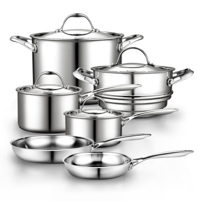 Ensemble de casseroles et de poêles en acier inoxydable à trois plis standard de Cooks