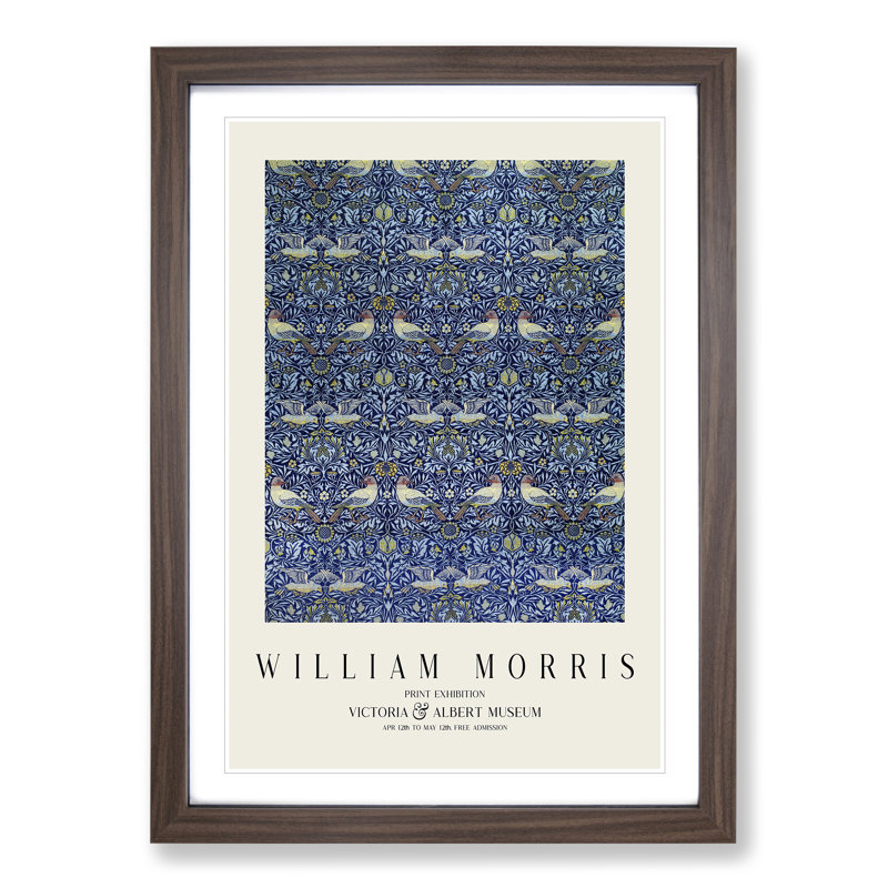 Birds Vol.1 by William Morris - Picture Frame Art Prints, 36cm H x 27cm W x 2cm D, Walnut