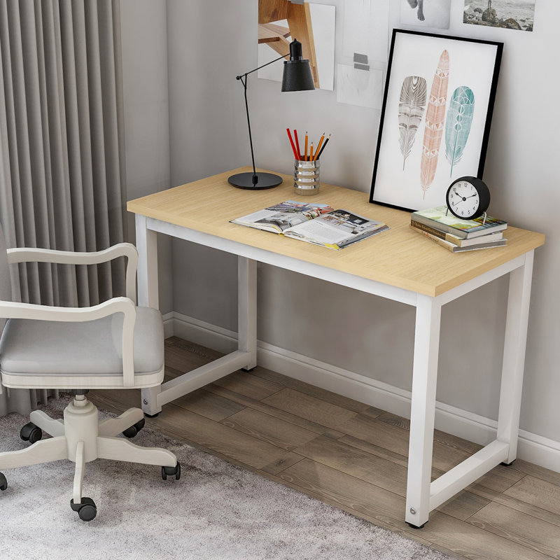 Nichole Metal Base Writing Desk, Oak/White