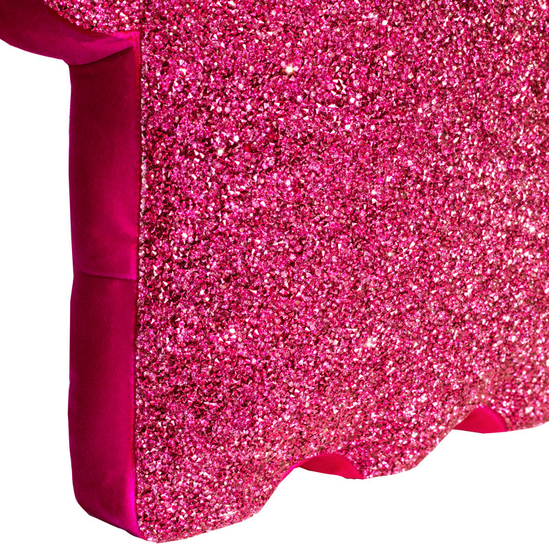 Coussin en forme de fantôme lumineux Sparkles Home | Strass sur velours | 13 x 17 po, Rose
