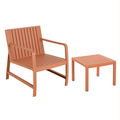 Ensemble de meubles d'intérieur / extérieur 2 pièces 1 chaises et 1 table basse Matériau PP imperméable - Ensemble de conversation pour patio facile à assembler