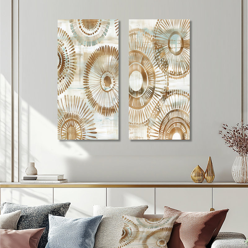 «Bohoian Mandala Simplicity Boho I - Beige Scenic», impression sur toile, H 40 po x l 40 po