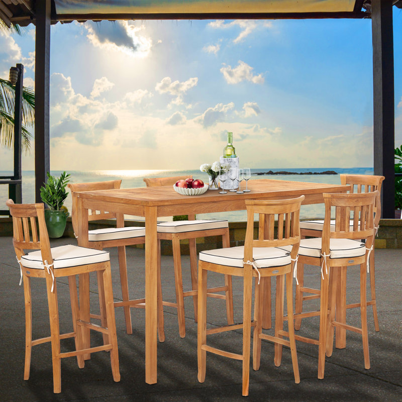 Ensemble bistro rectangulaire en teck de 63 po pour 6 personnes