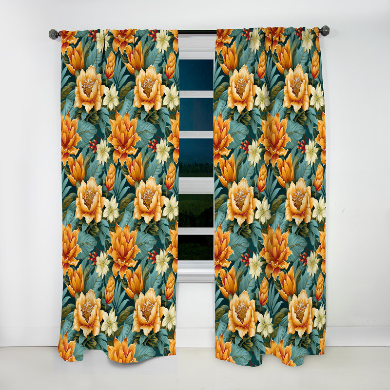 Pineapple Serenity - motif tropical II - rideau à motif floral - obscurcissement de la pièce en velours - 1 panneau