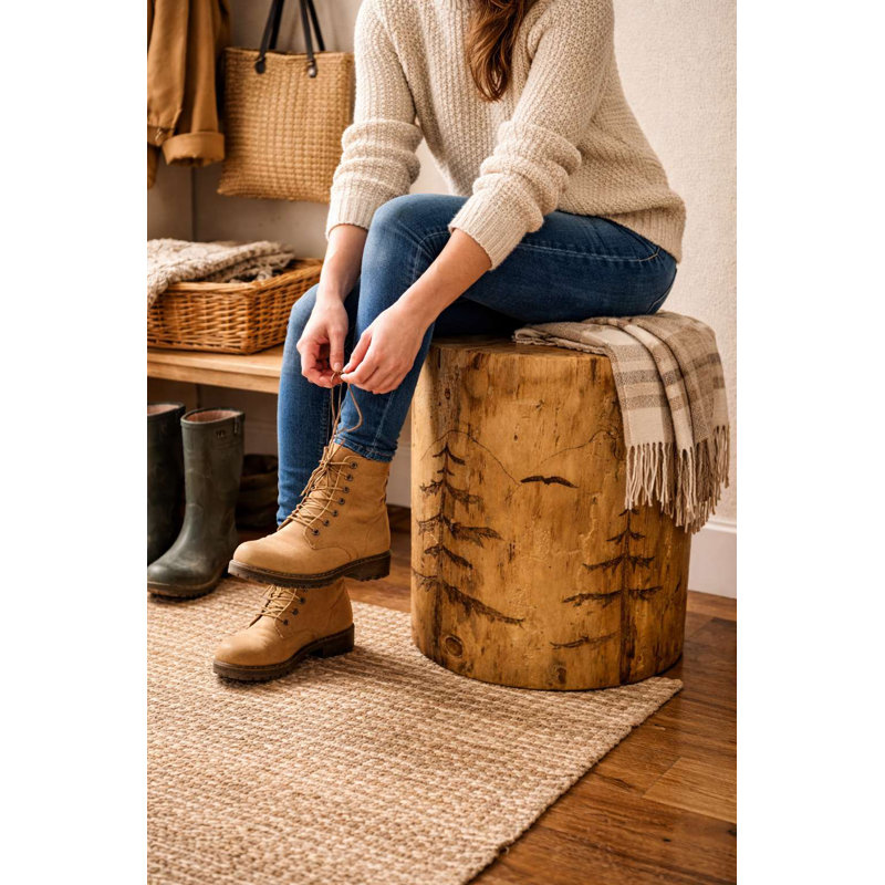 Souche de pin Woodland, support pour plante / table d'appoint / tabouret, 12 po x 18 po, vernis naturel transparent