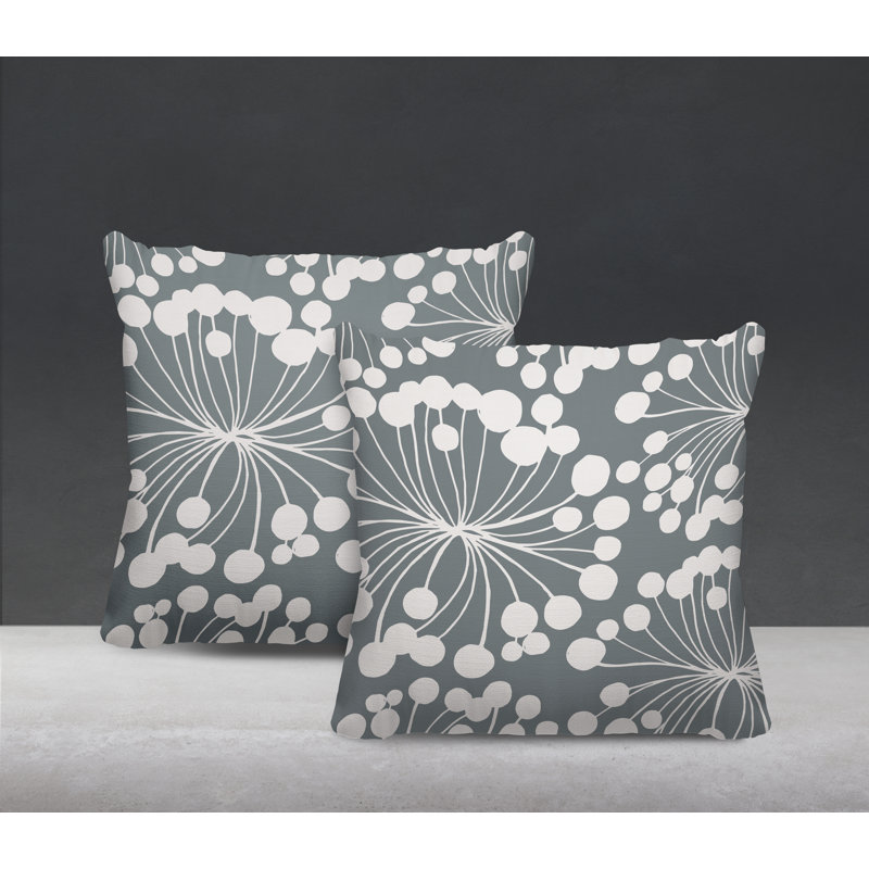 Housse et insert de coussin décoratif intérieur / extérieur en mélange de polyester, L 17 po x H 17 po, Gris