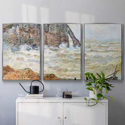 «Stormy Sea» (La Porte D'Aval) par Monet, 3 pièces