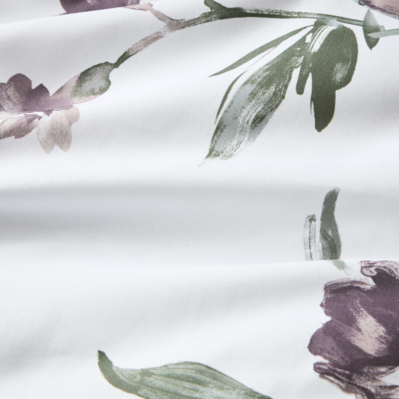 Couette pour lit simple avec draps à motifs floraux mauve taupe