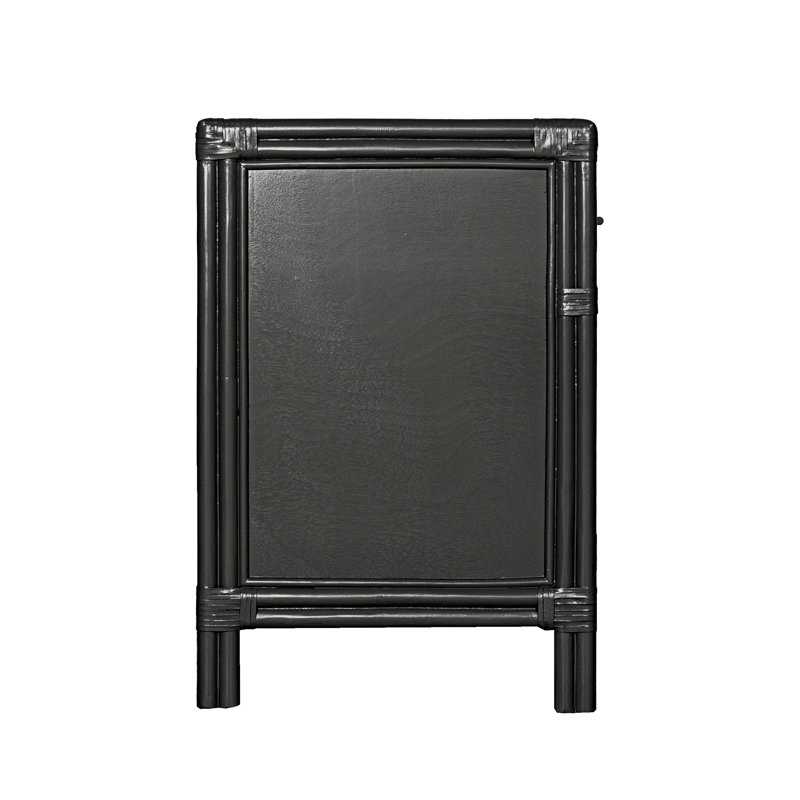 Clara Collection 1 - Drawer Rattan Nightstand, Black
