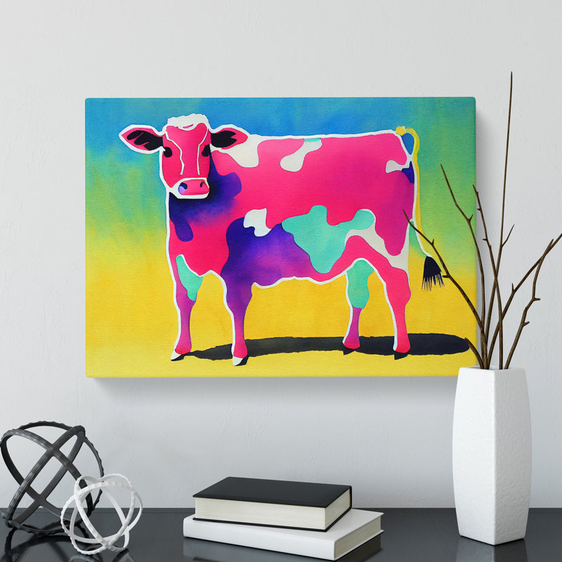 Colourful Cow Vol.1 Abstract - Wrapped Canvas, 40cm H x 60cm W x 3cm D