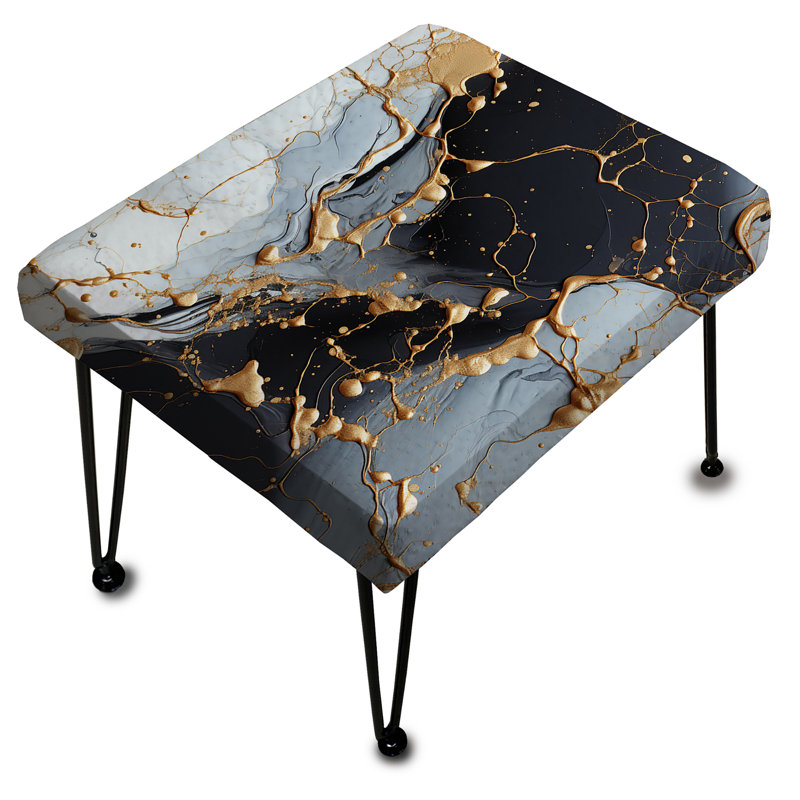 Gilded Gold And Black Luxe Marble Opulence - Marble Rectangle Ottoman