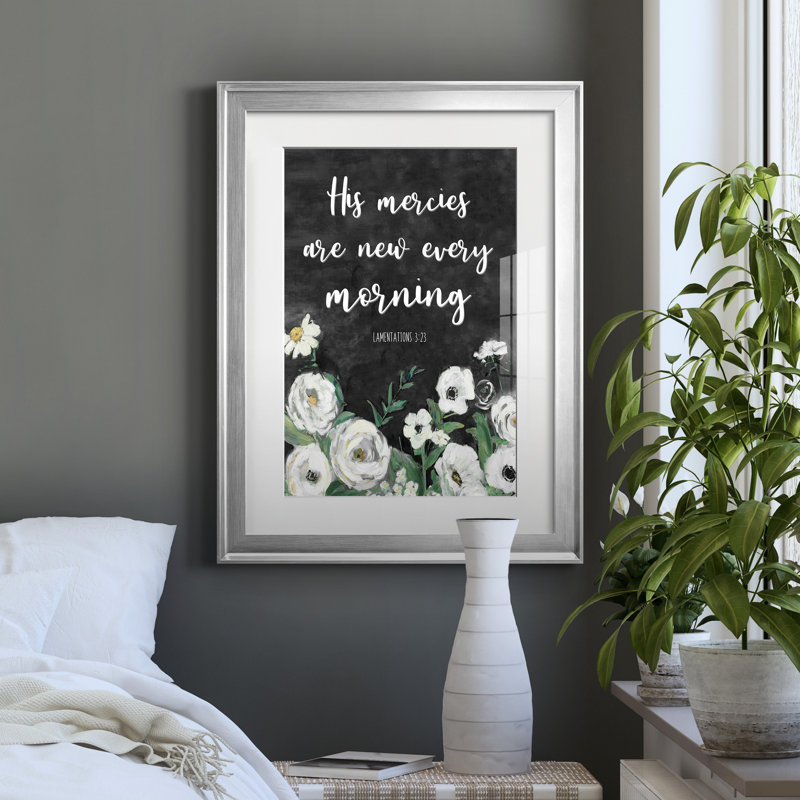 «His Mercies» par J Paul - reproduction d'art textuelle encadrée, H 22,5 po x l 30,5 po x P 1,5 po, Encadrement argenté