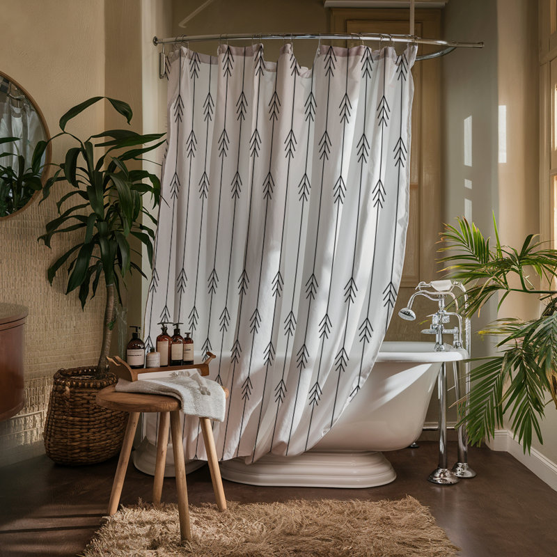 Contrast Calm Shower Curtain, 72"H x 70"W, White/Black