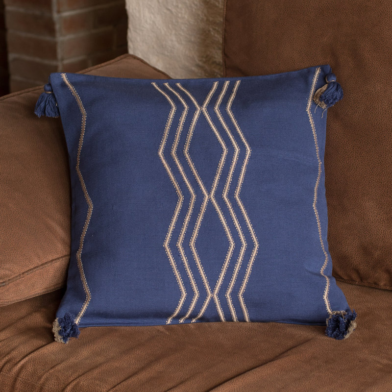 Housse de coussin en coton Novica, Bleu