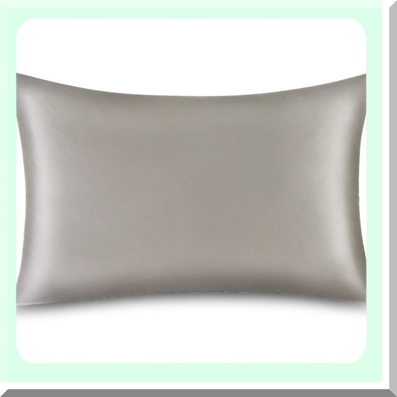 SilkLux Hair-Safe Mulberry Silk Pillowcase - Grey Standard 20''x26'' Soft & Smooth Washable Zippered Pillowcase