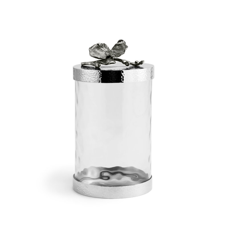 Orchid Kitchen Canister, Black, 10" H x 5.5" W x 5.5" D