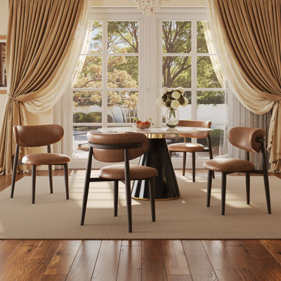 Upholstered Metal Frame Dining Chair (Set of 2) - Beige Side Chair