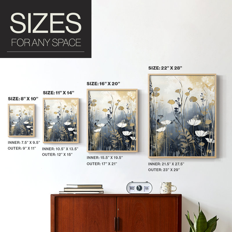 Reproduction encadrée FLORAL Series CCCCLXX - bois massif, H 11 po x l 9 po