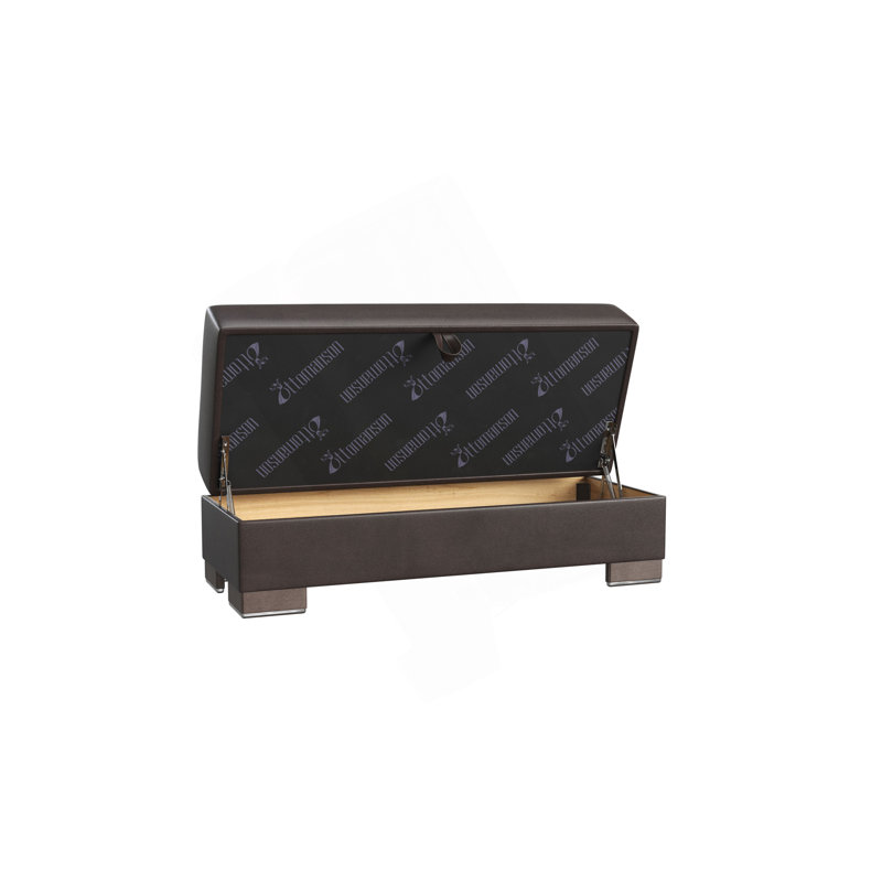 Repose-pieds rembourré en bois avec rangement Collection, Brun