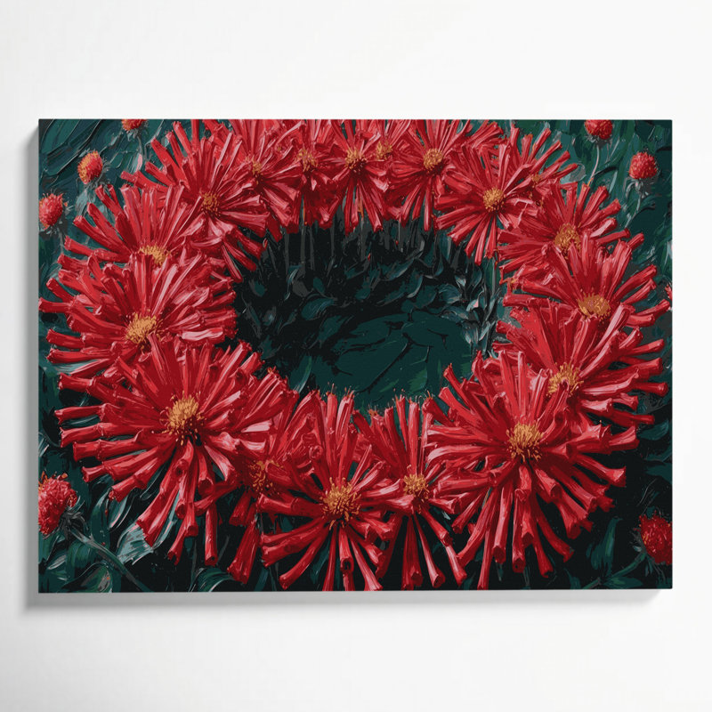 «Botanical Bee Balm», art mural sur toile bleue, H 11 po x l 14 po