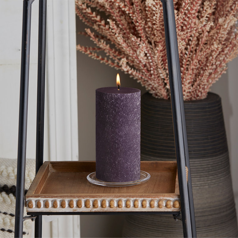Bougie colonne non parfumée Timberline, H 6 po x l 3 po x P 3 po, Aubergine