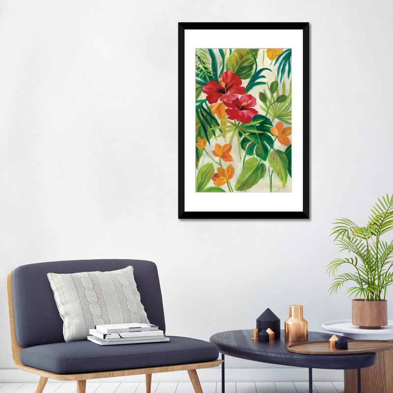 « tropical bijouxs ii », reproduction sur toile, H 24 po x l 16 po x P 1 po, Papier d'art encadré noir, Blanc