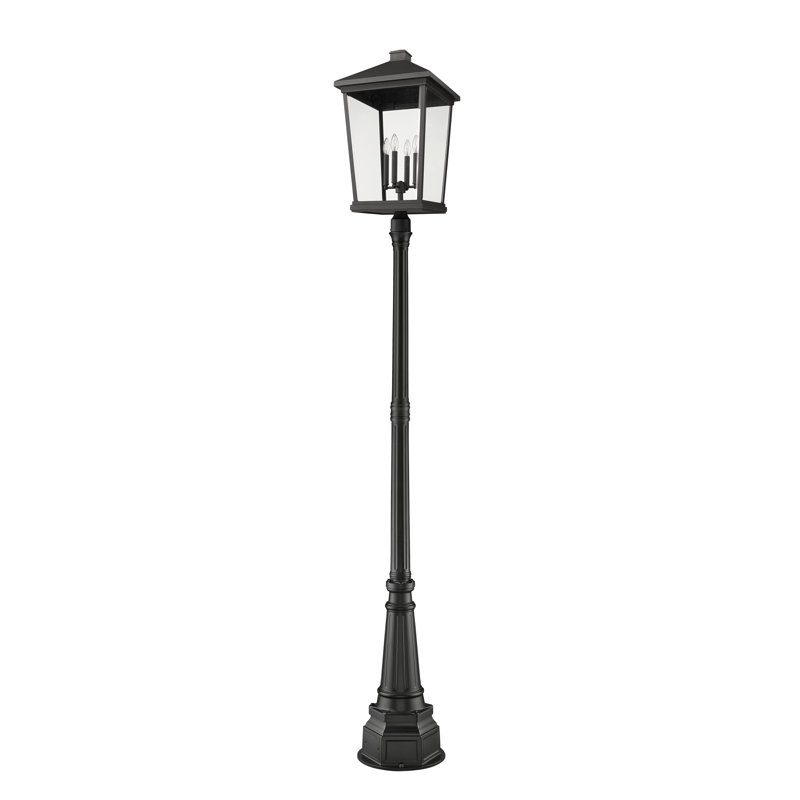 Lampadaire noir câblé à 4 lumières de 113,25 po Starkey (double)