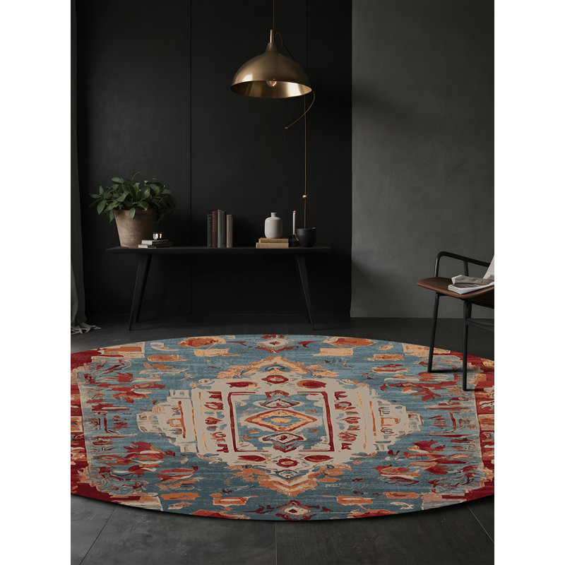 Tapis gris soyeux et moelleux, Rond 4 pi