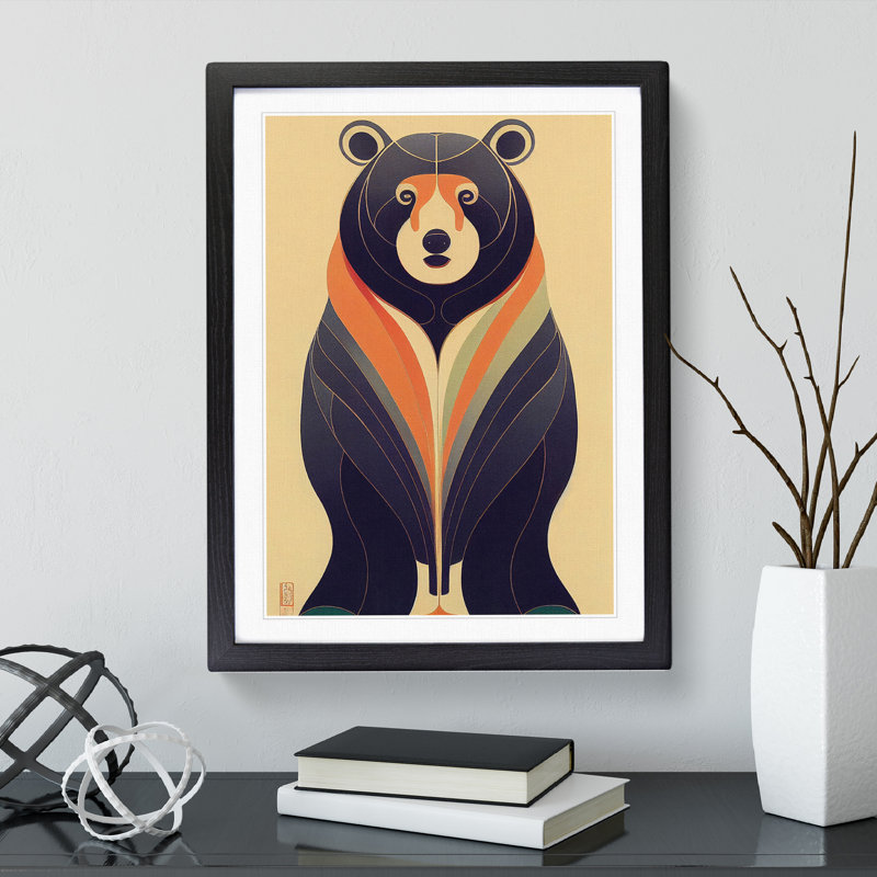 Bear No.5 - Single Picture Frame Print, Black Framed, 46cm H x 34cm W x 2cm D