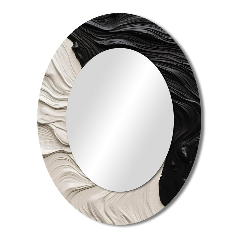 Miroir mural moderne noir et blanc marbré Dreamscape II, 43 po x 33 po