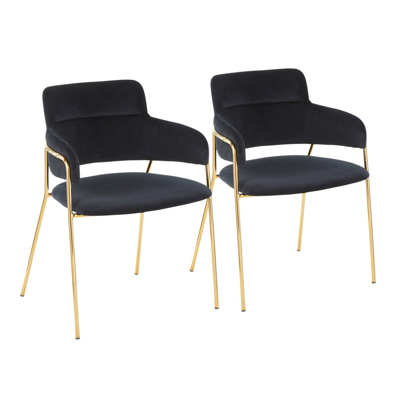 Naledi Velvet Upholstered Dining Chairs, Black