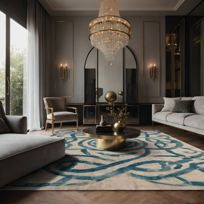 Tapis beige soyeux et moelleux