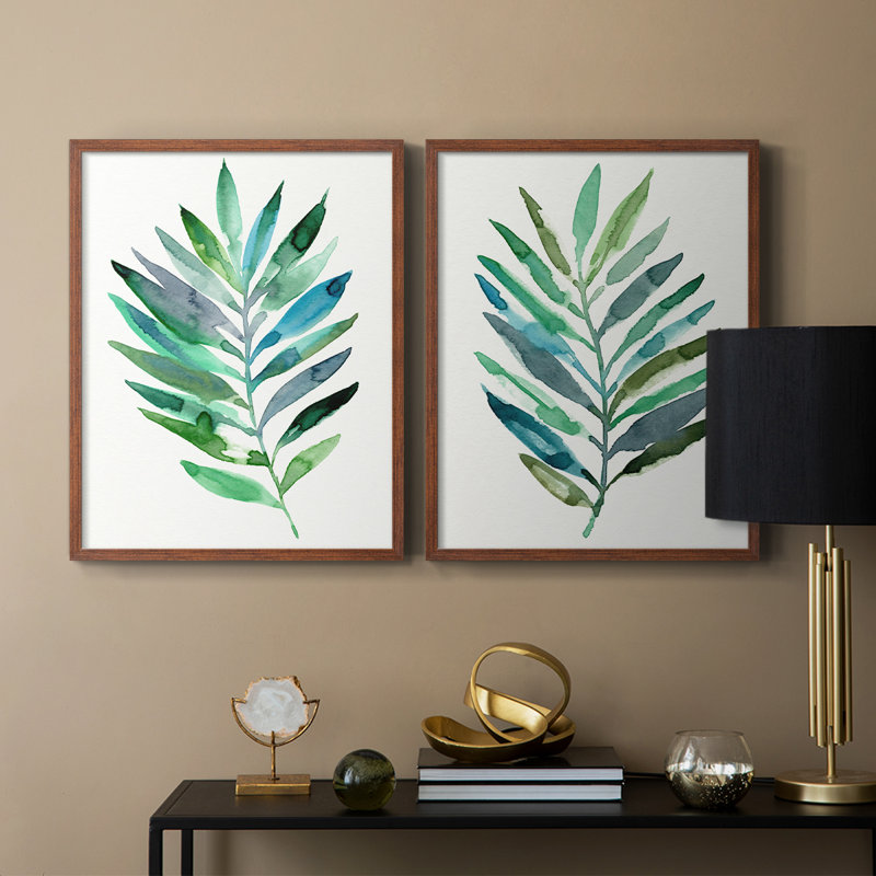Palm Frond Flow III - reproduction encadrée de qualité supérieure - prête à être accrochée - aucun clou requis - aucun clou requis