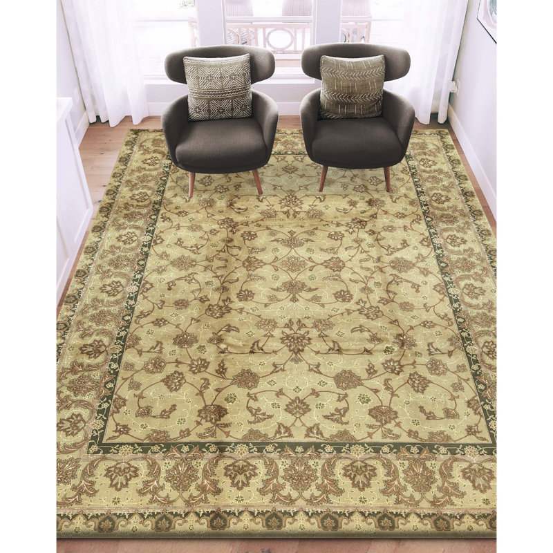 Tapis rectangulaire en laine noué à la main