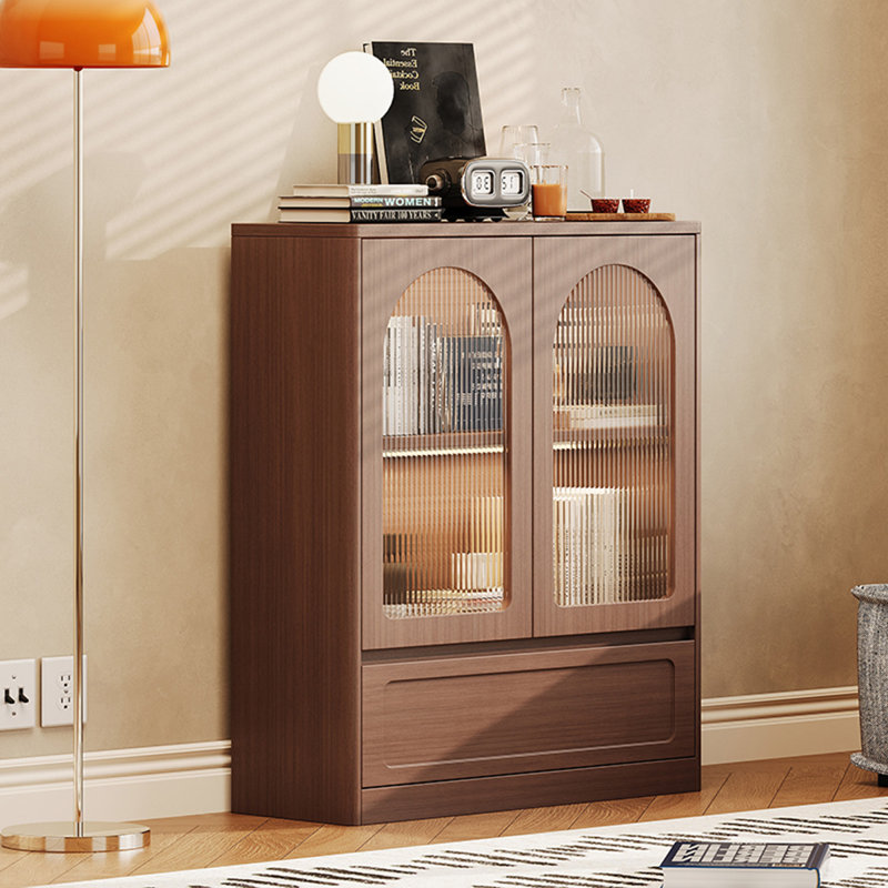 Vitrine porte vitrée rétro, armoire de rangement sur pied avec portes pour la maison, H 39,37 po x l 24,88 po