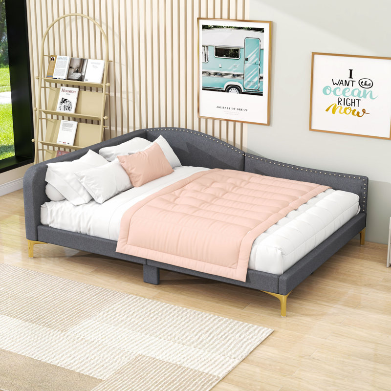 Upholstered Daybed with Elegant Design and Sturdy Frame, Grey, Full