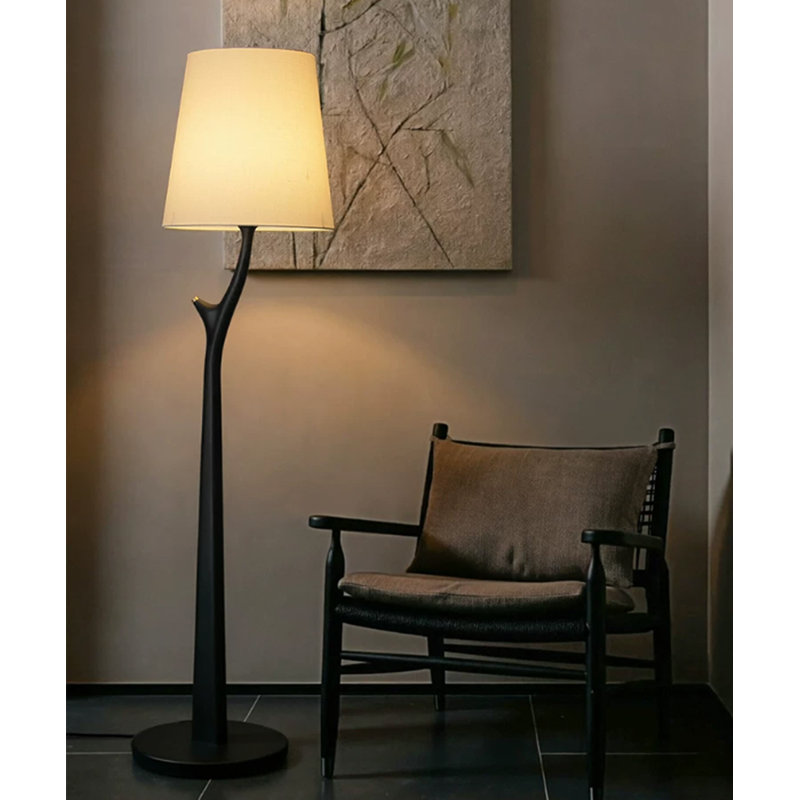 Lampe sur pied en tissu massif avec abat-jour en bois massif Creative Creative sens