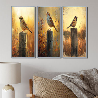Morning Morning Of The Sparrow Bird I - Collection de décorations murales Red Bird