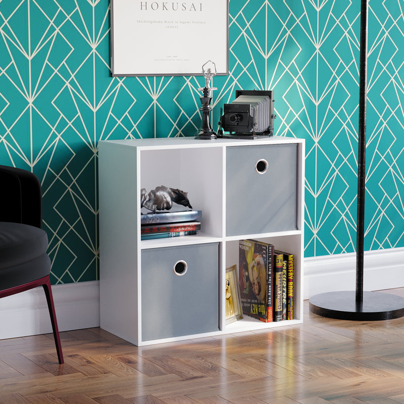 Herculano 64.5cm H x 65cm W Cube Bookcase, White/Grey